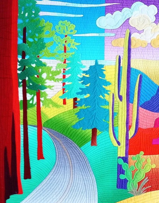 Elizabeth Bauman, This Land is Our Land (detail) Textile 30.5" x 67" $3500