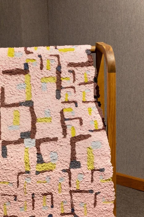 Emily Mueller, Endless Day (Part II) (detail)
90" x 20" Paper pulp painting with pigmented cotton fibers $5000