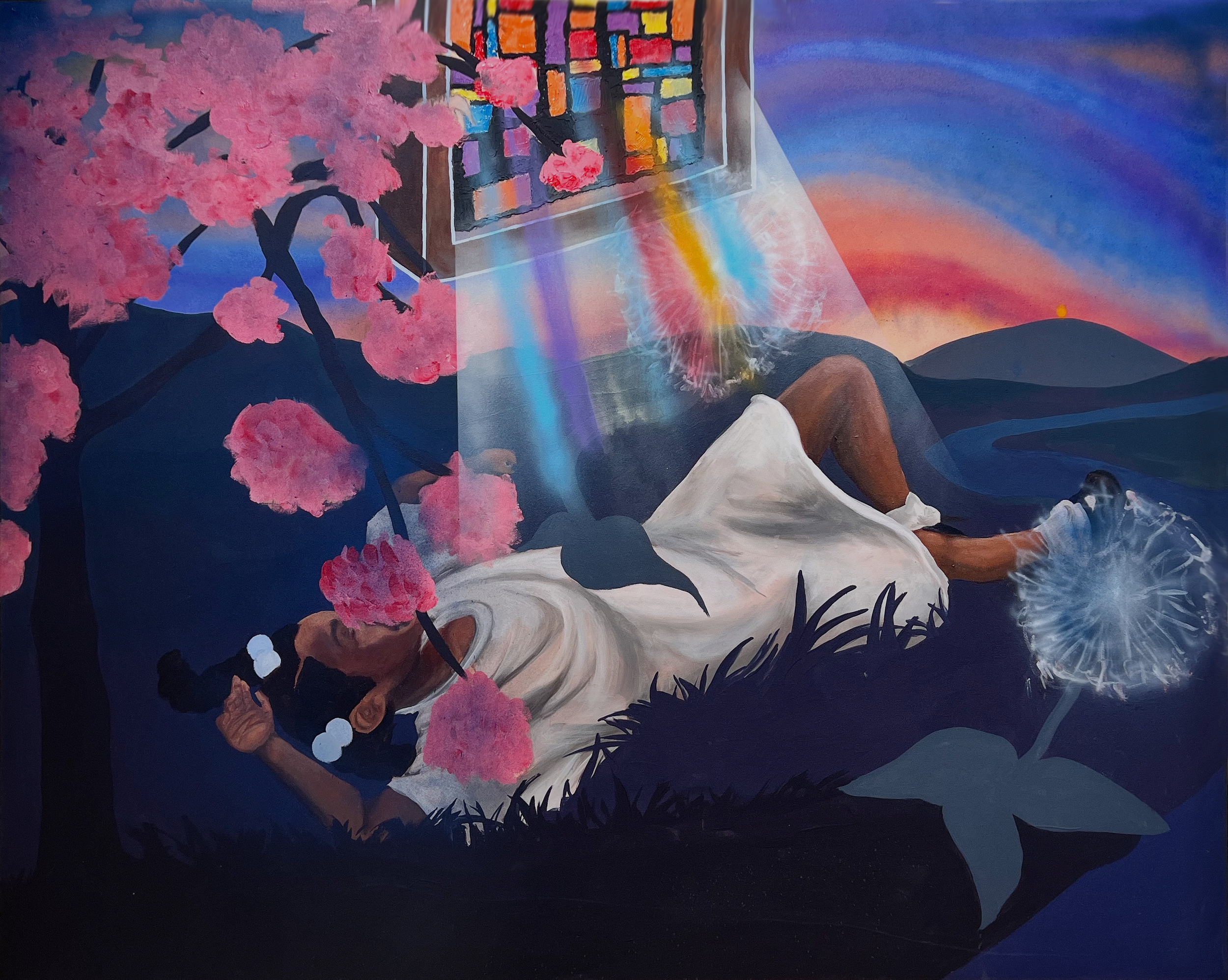 Joy Comes in the Morning
60" x  48"
Acrylic, spray paint, and modeling paste on canvas
2025