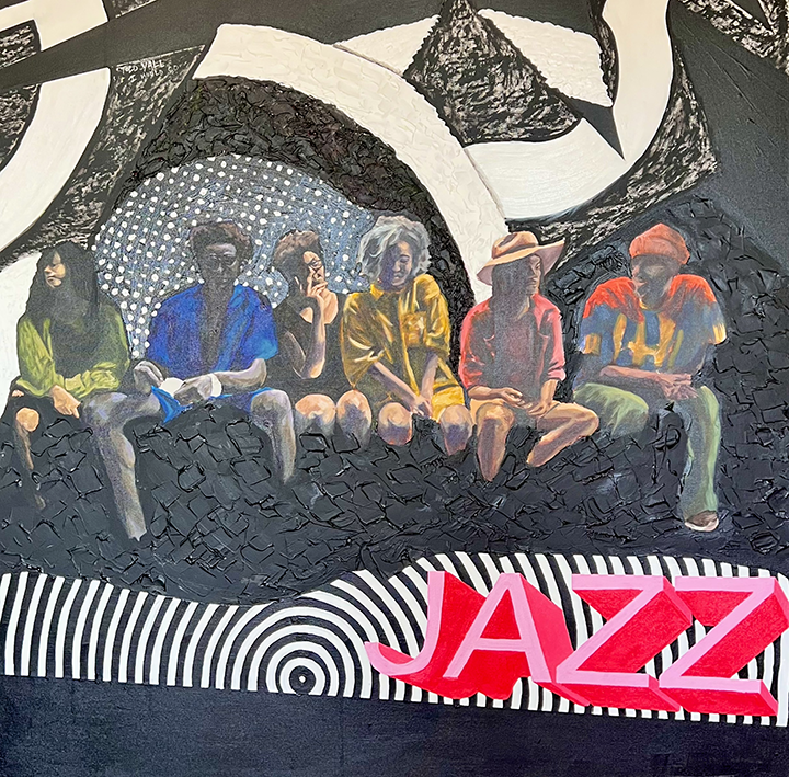 Jazz
48" x  48"
Acrylic and modeling paste on canvas
2023