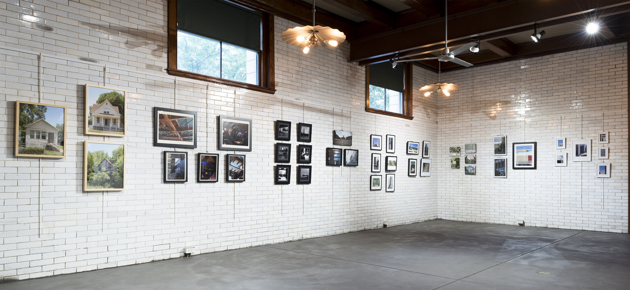  Installation view of the  Imaging Mass &amp; Space  exhibition at Glessner House. 