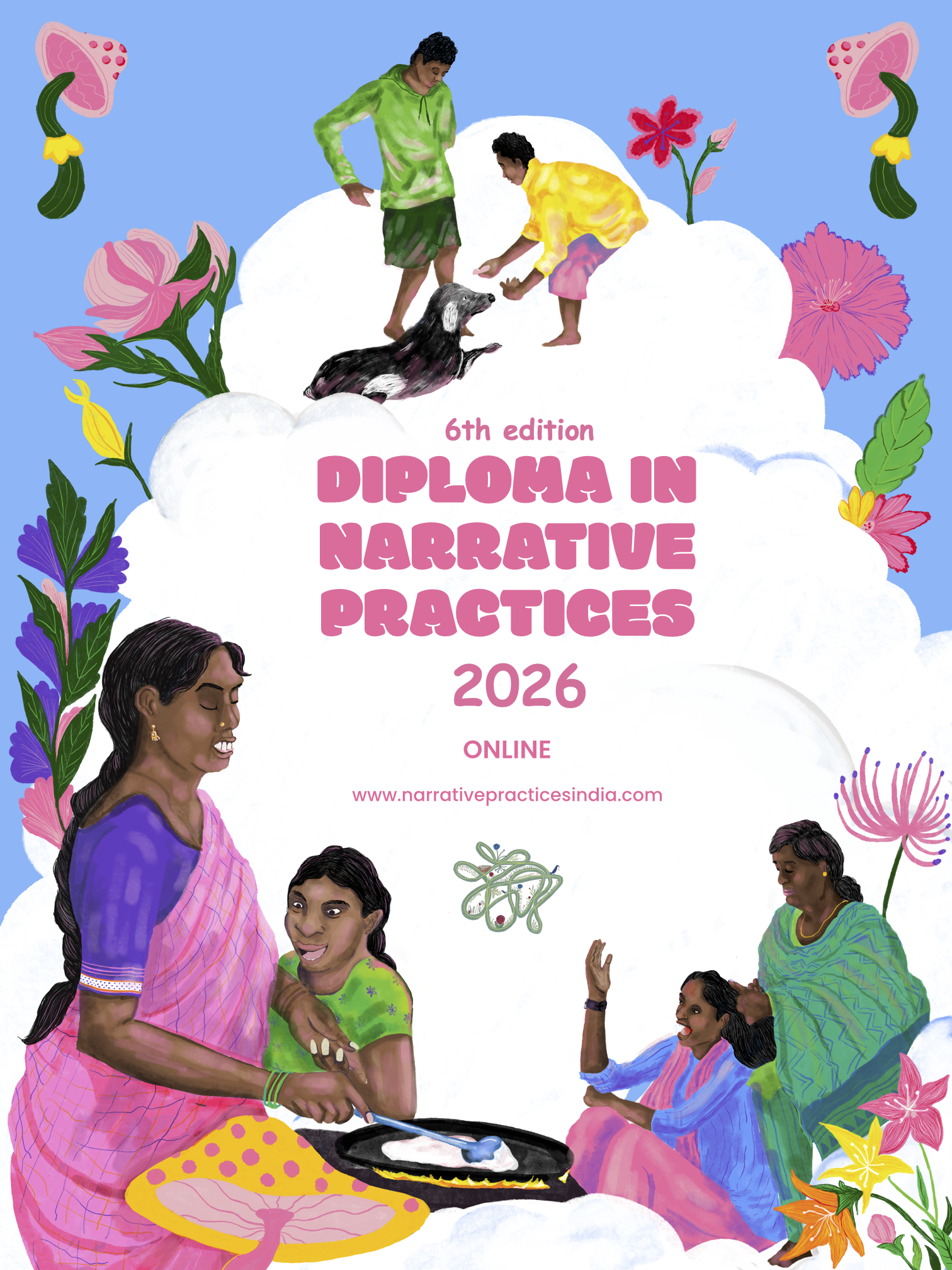 2026 Online Diploma in Narrative Practices. Click on the flyer to know more.