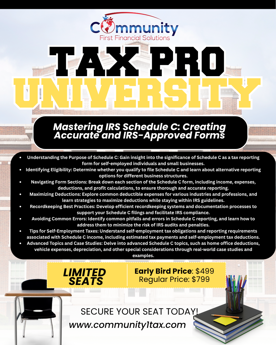 Pro University Master Schedule C Tax Course Flyer.png