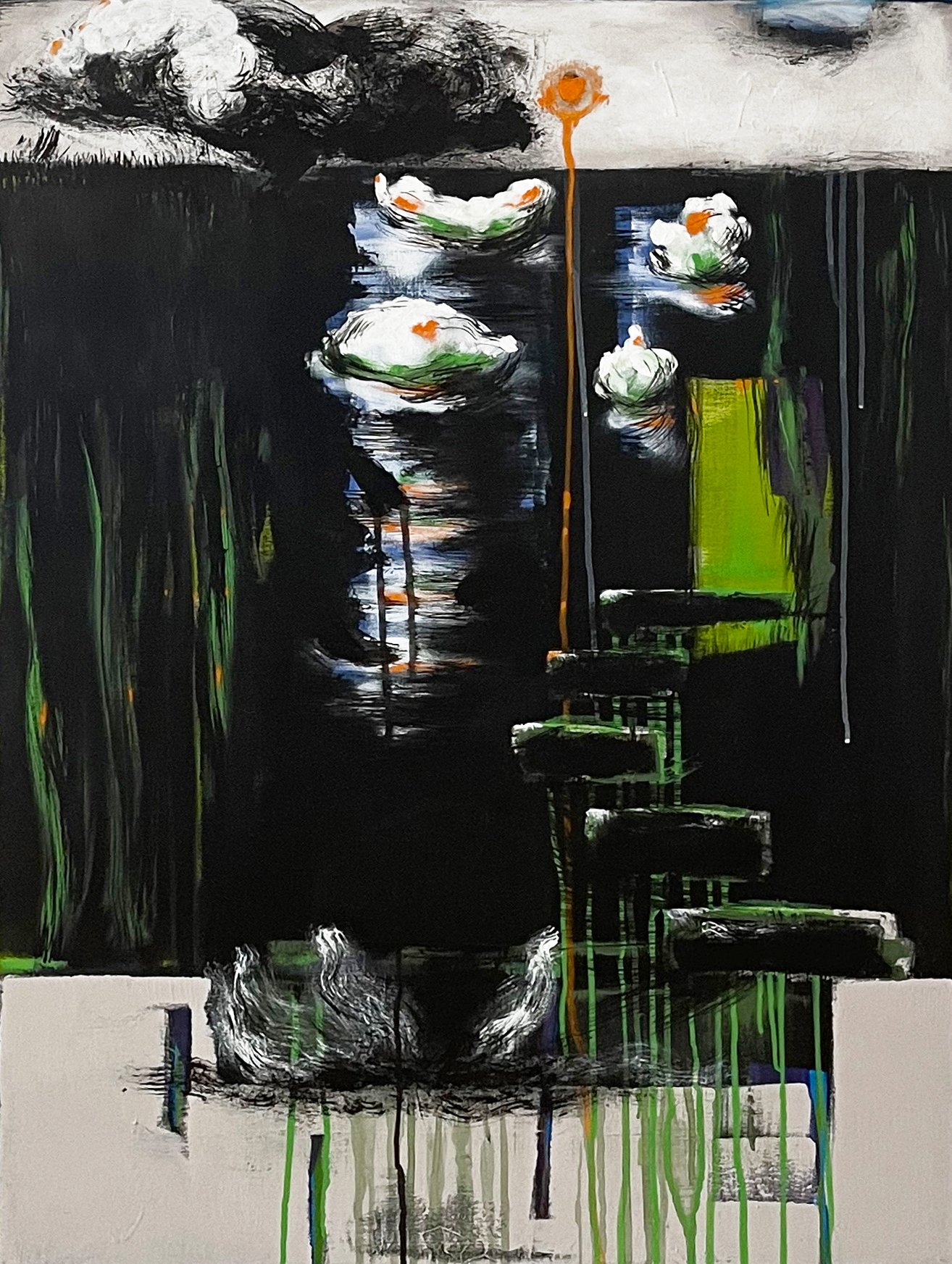 Am Damm. 2021. Acryl auf Leinwand. 100 x 70 cm.