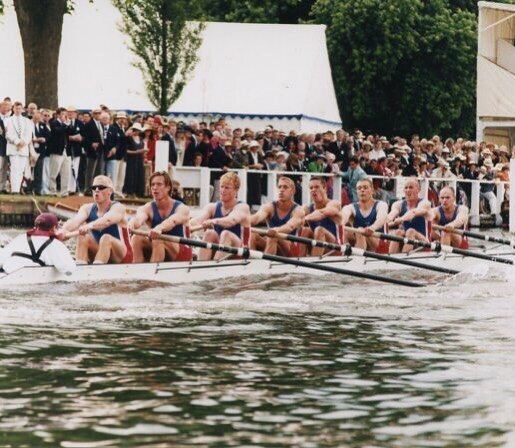 A throw back to some Blue Star legends rowing in the Temple Challenge Cup @henleyroyalregatta in 1996. Featuring our own Olympic champion Ed Coode at 7. 
If you were in the crew or know the others get in touch! 
#rowing #bluestar #nubc