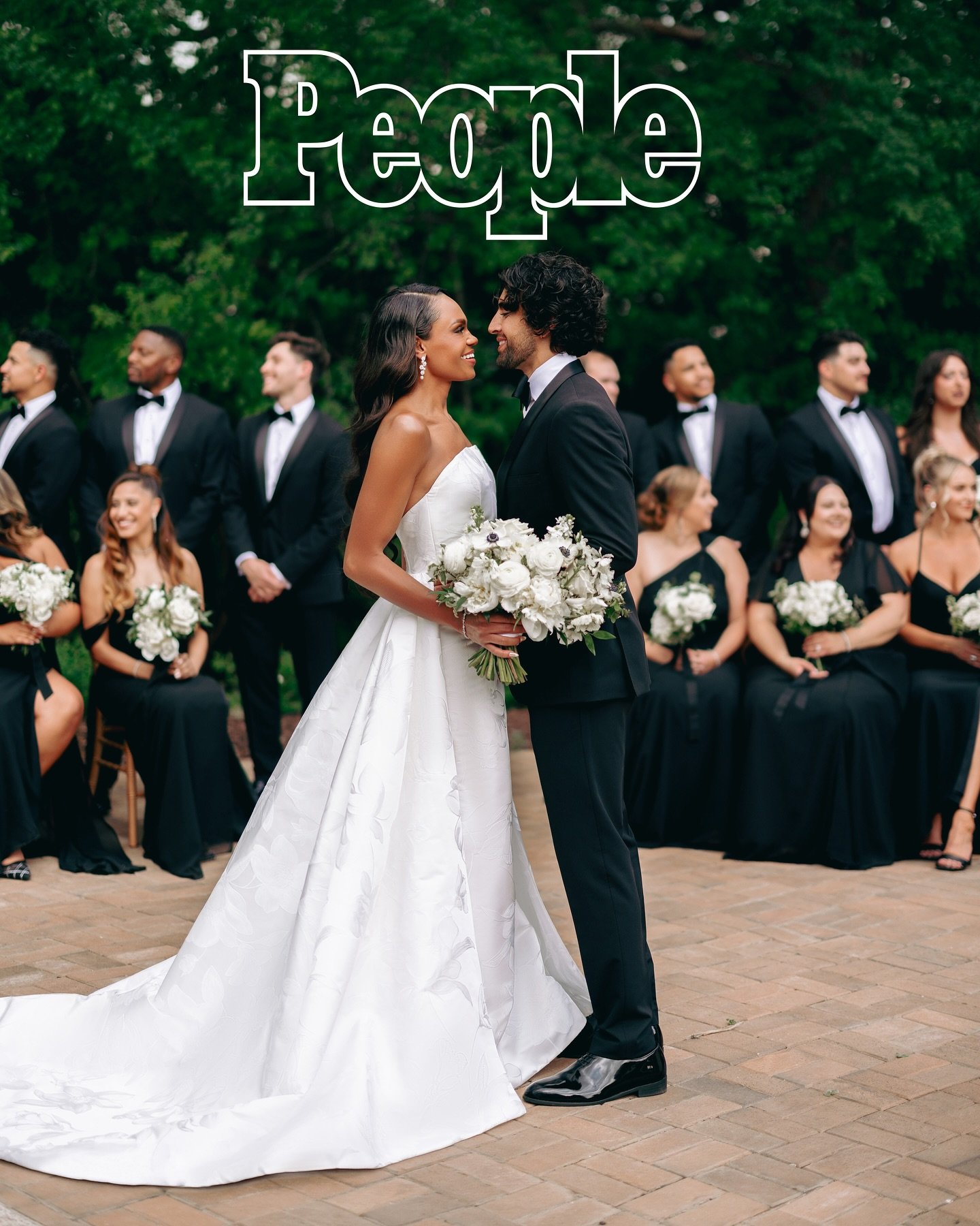 Michelle &amp; Jack&rsquo;s beautiful wedding day! As seen on @people
__
Couple: @michelleyoung @jackleius 
Photography by @photosbyreem
Custom Bridal Gown designed by @annebarge
Groomsmen&rsquo;s Tuxedos by @suitshopofficial
Edited with @reempresets