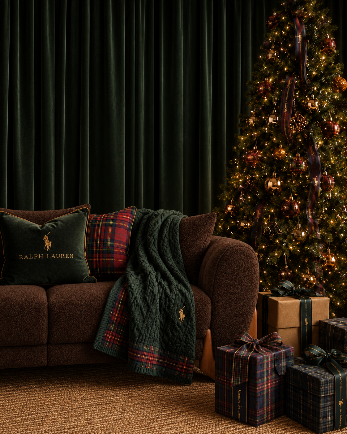 Forest Green Christmas Room with Bouclé Sofa.png