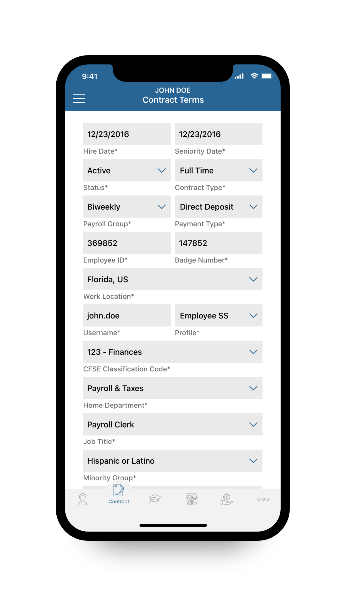Employee Profile, Hiring Terms
