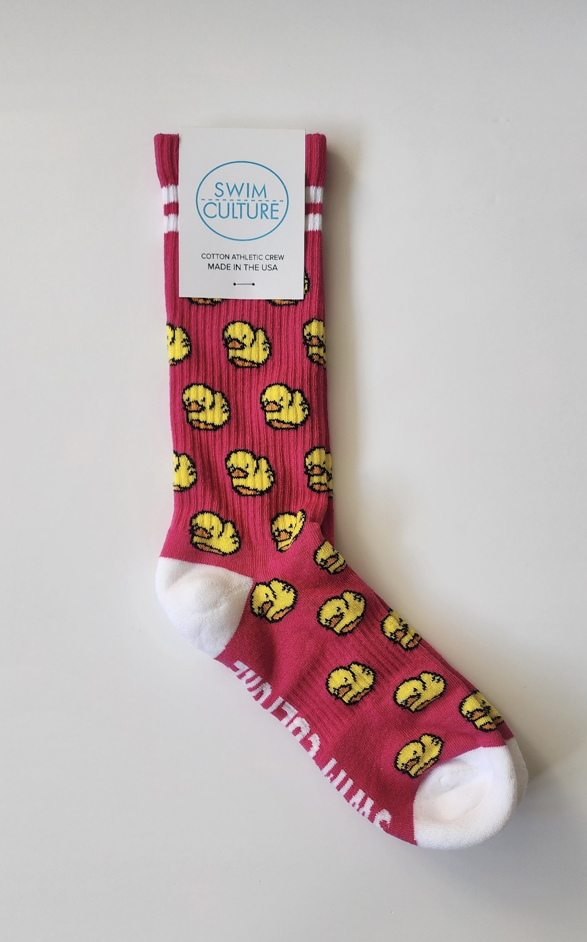 Hot Pink Duckie Athletic Crew Socks