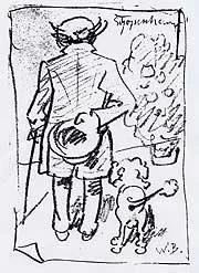 SCopenhauer mit Hund, Zeichnung von Wilhelm Busch