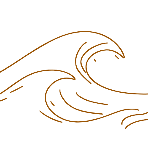 Abstrakte orangefarbene Linien auf schwarzem Hintergrund, die stilisierte Wellen darstellen.
