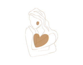 Stilisierte Illustration einer schwangeren Frau im Profil, die ihren Bauch hält.
