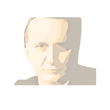 Ein künstlerisches Portrait eines Mannes, primär in Grautönen