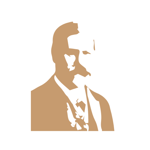 Gezeichnete Silhouette eines Porträts von Sigmund Freund in mittleren Jahren