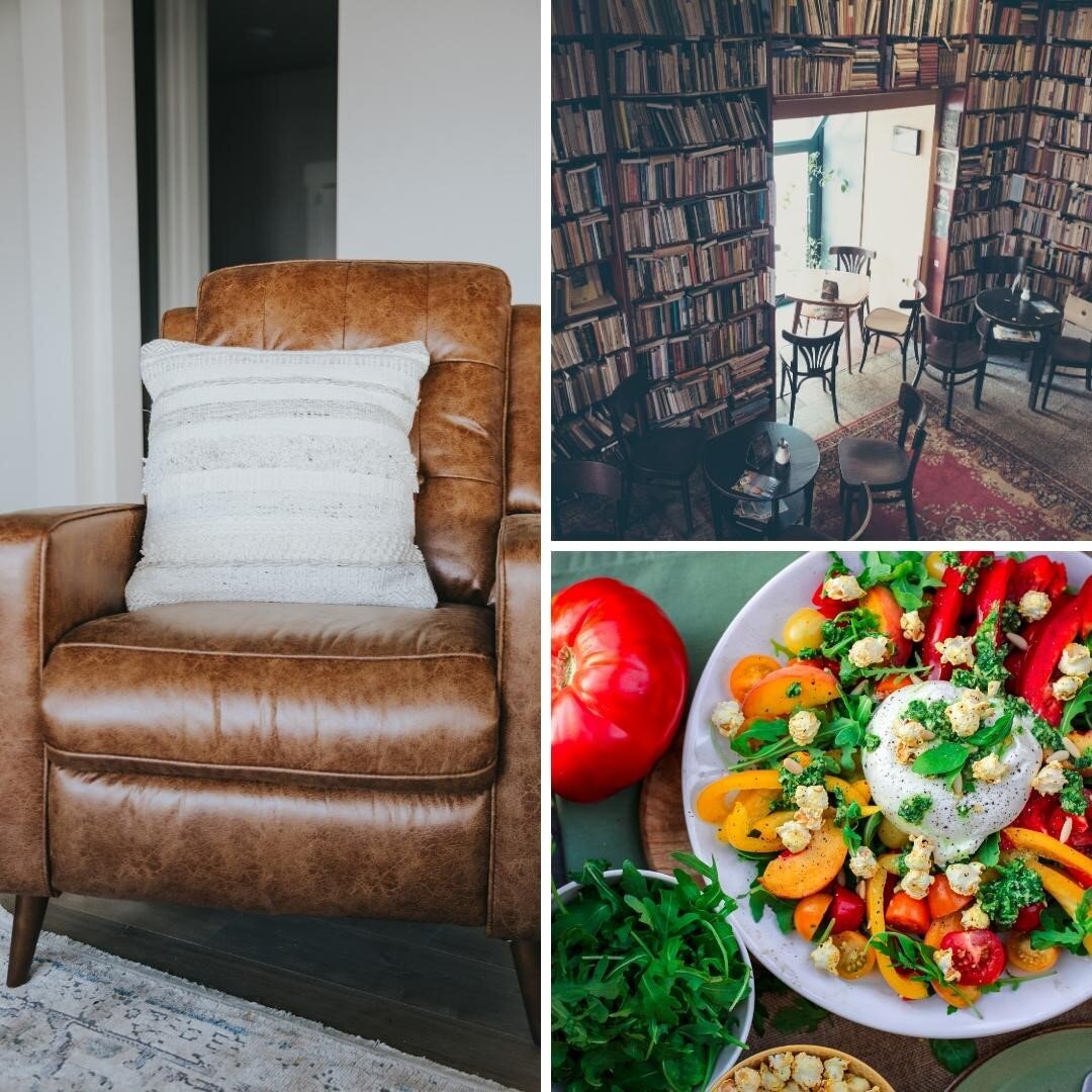 What do this supple and comfy leather chair, cozy bookstore and colorful plate of veggies all have in common?⁠
⁠
Tonight's Grown-up Bedtime Story. ⁠
⁠
Sign up for our newsletter (link in bio) to receive tonight's story - part 2 of the two-part story 