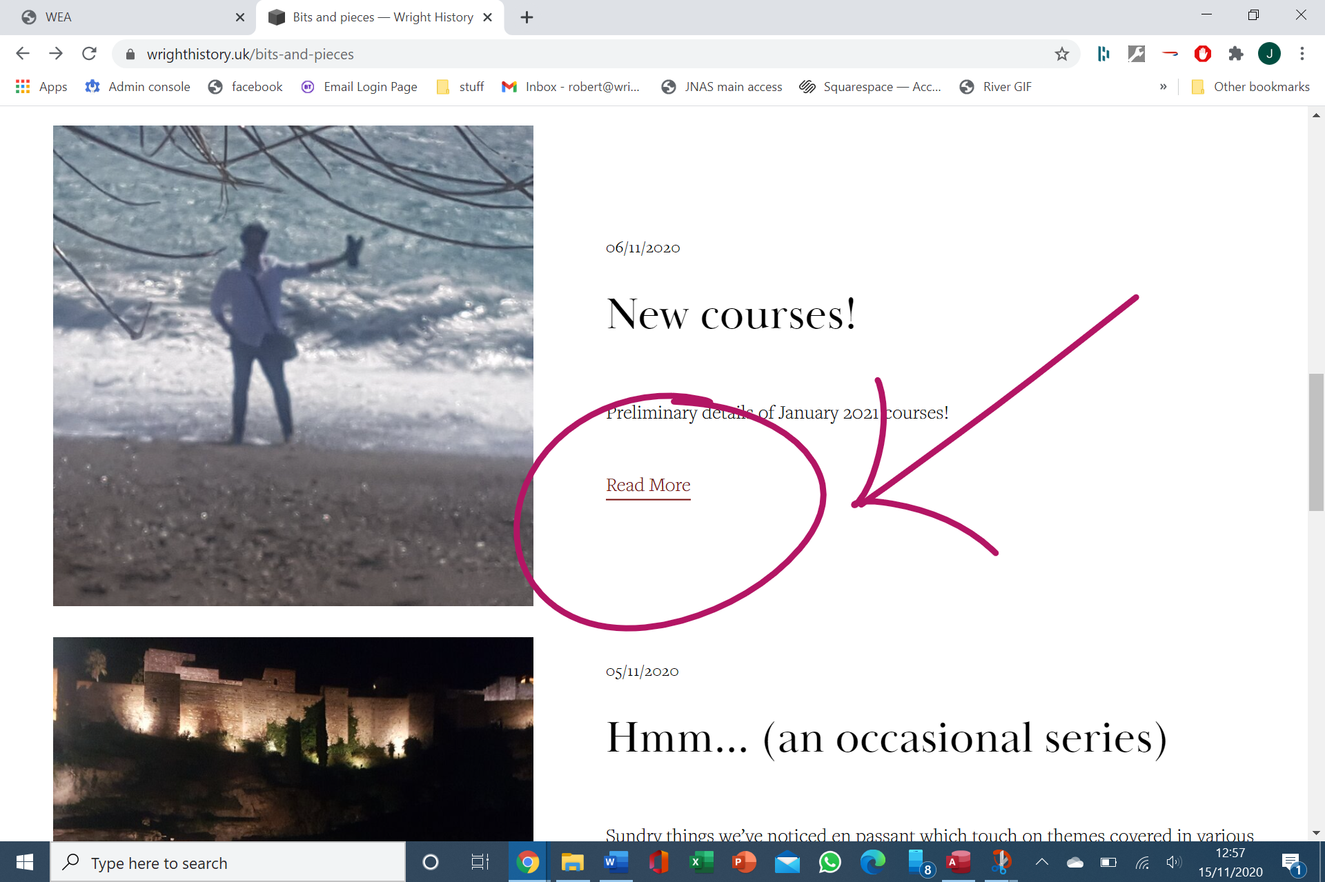 7. Scroll to where course details have been posted