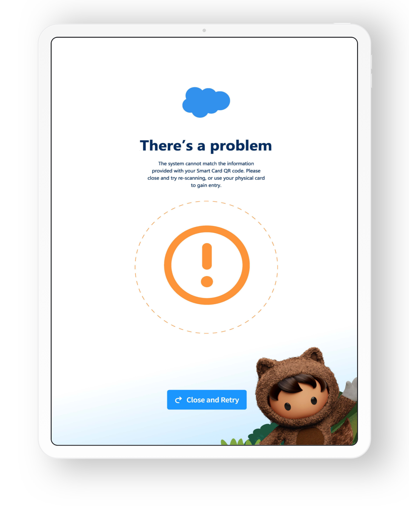 Post scan screen - not accepted. Either rescan, or user needs to present hard copy card to guardian