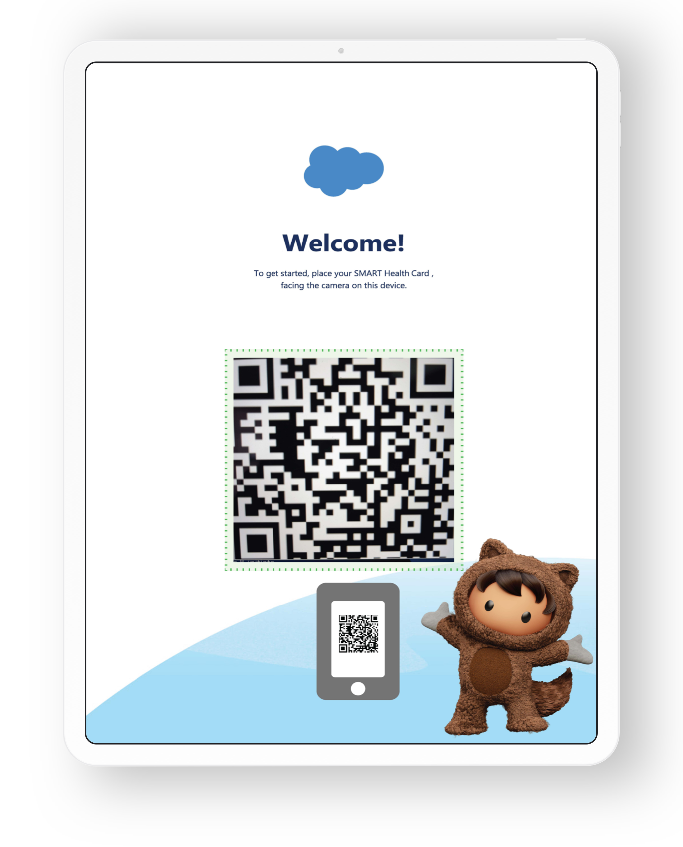 Post scan screen - QR code is being read. Animation from previous to next status screen