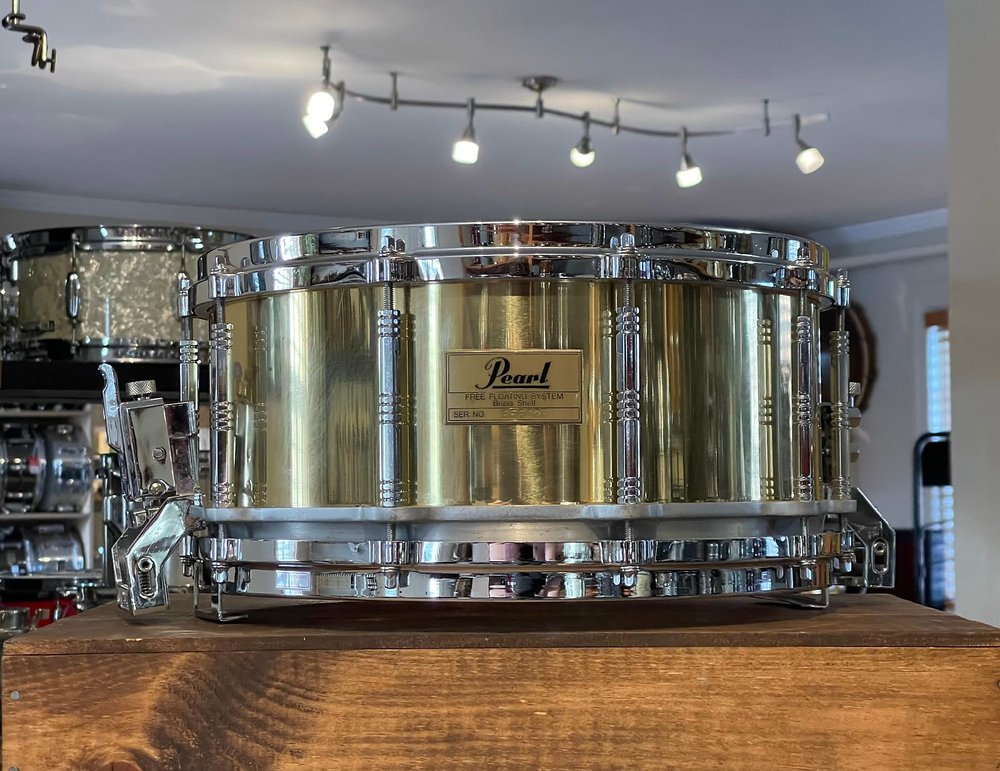 80's Pearl First Generation Free-Floating 6.5x14 Brass Snare Drum —  Rochester Drum Trade | We Buy, Sell, Trade, Modern & Vintage Drums