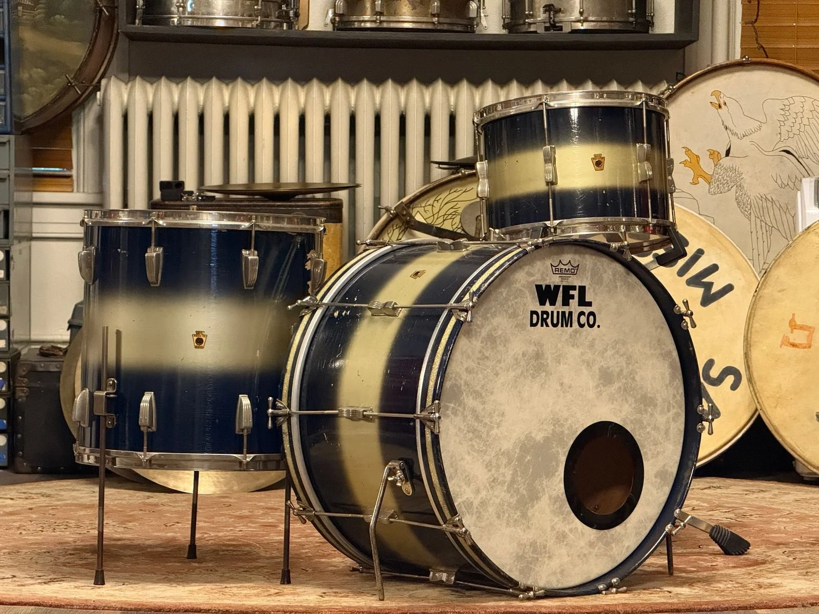 1950's WFL Blue & Silver Duco 9x13 16x16 14x22 Drum Kit