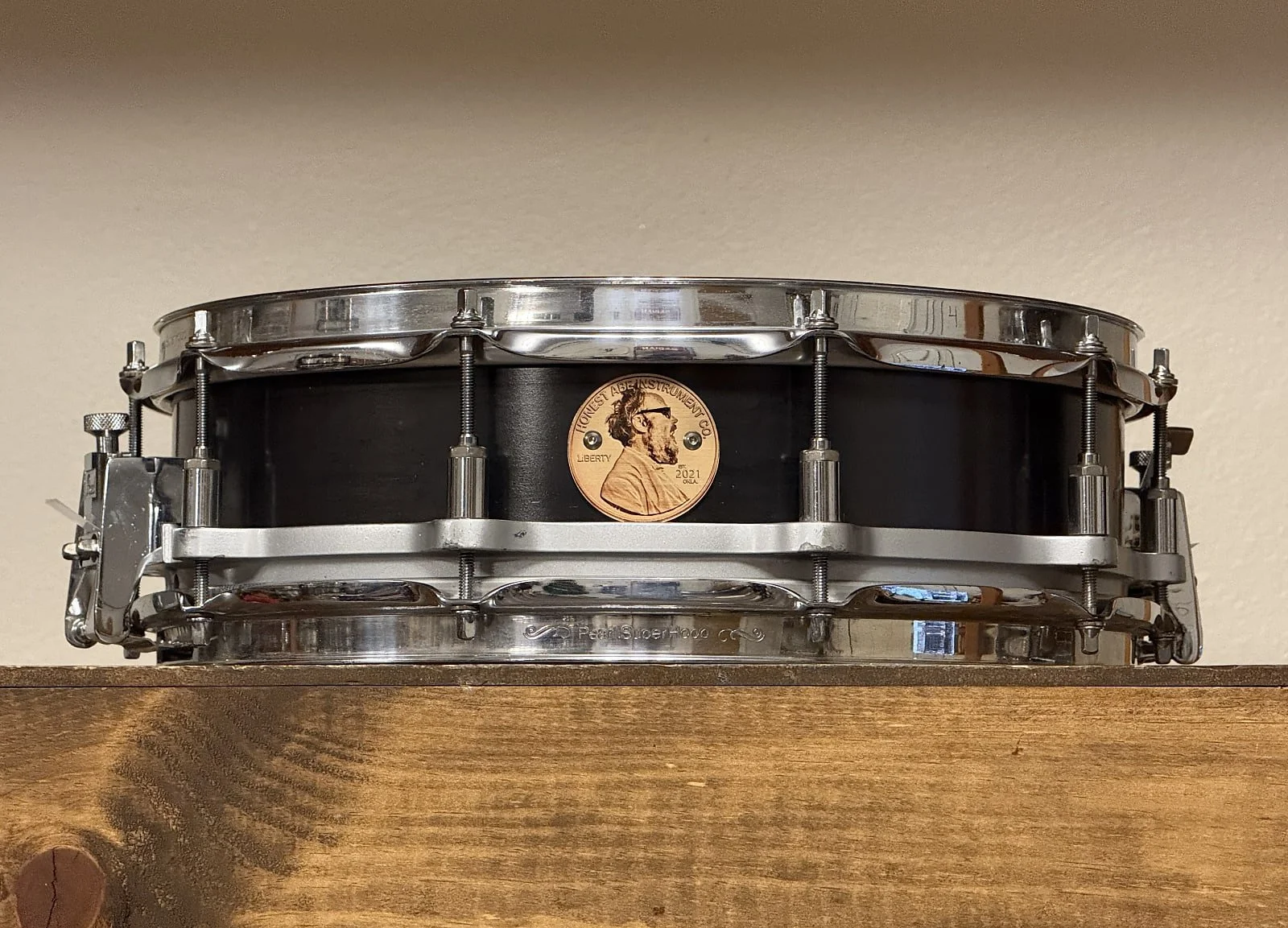 Honest Abe 3MM Iron 4x14 Free Floating Snare Drum Pearl Chassis Stainless Steel Rims