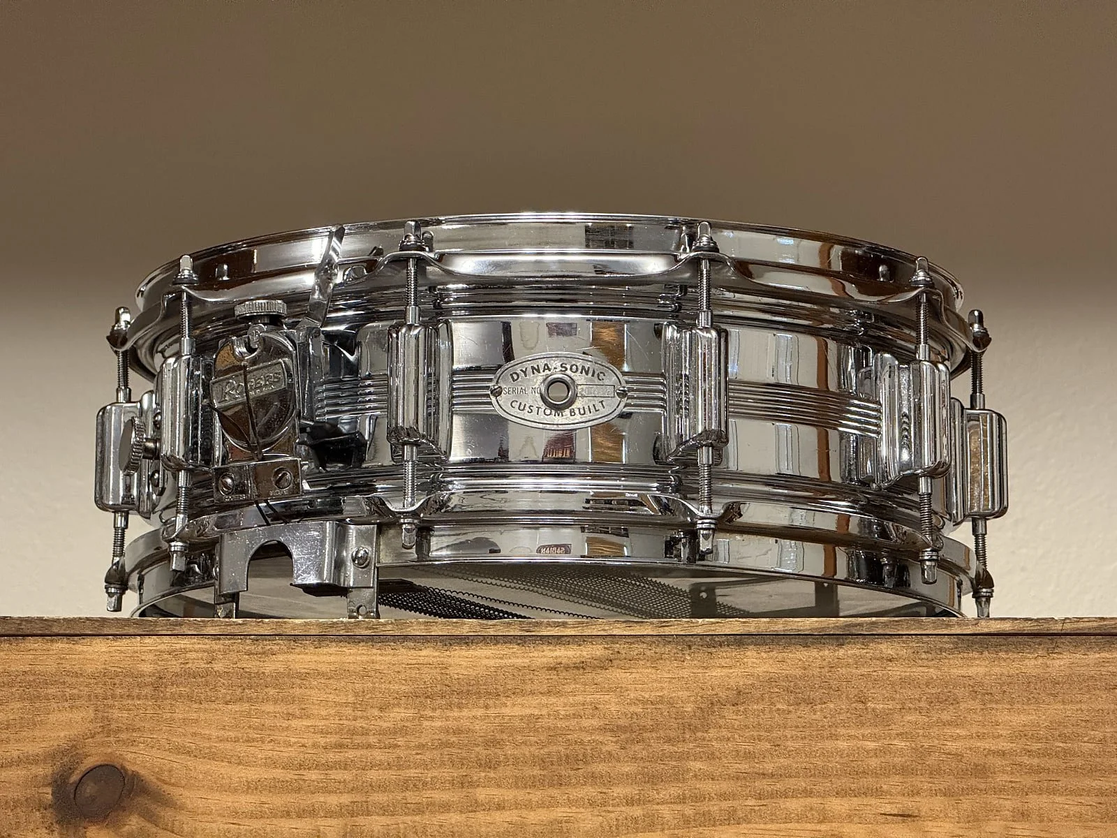 1969 Rogers Dynasonic 5x14 Chrome Over Brass Snare Drum
