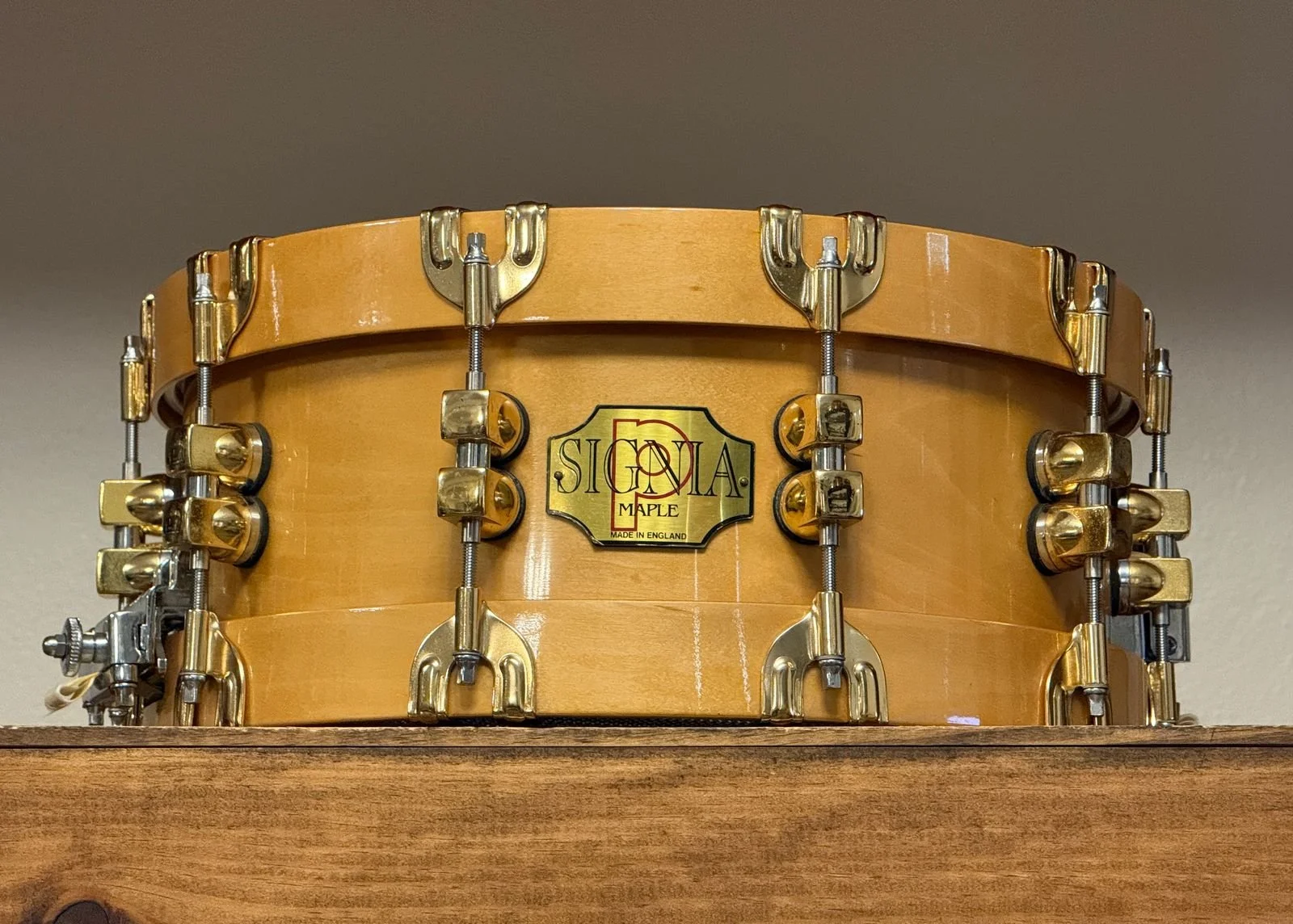 1997 Premier 75th Anniversary Signia 5.5x14" Natural Maple Snare Drum with Wood Hoops