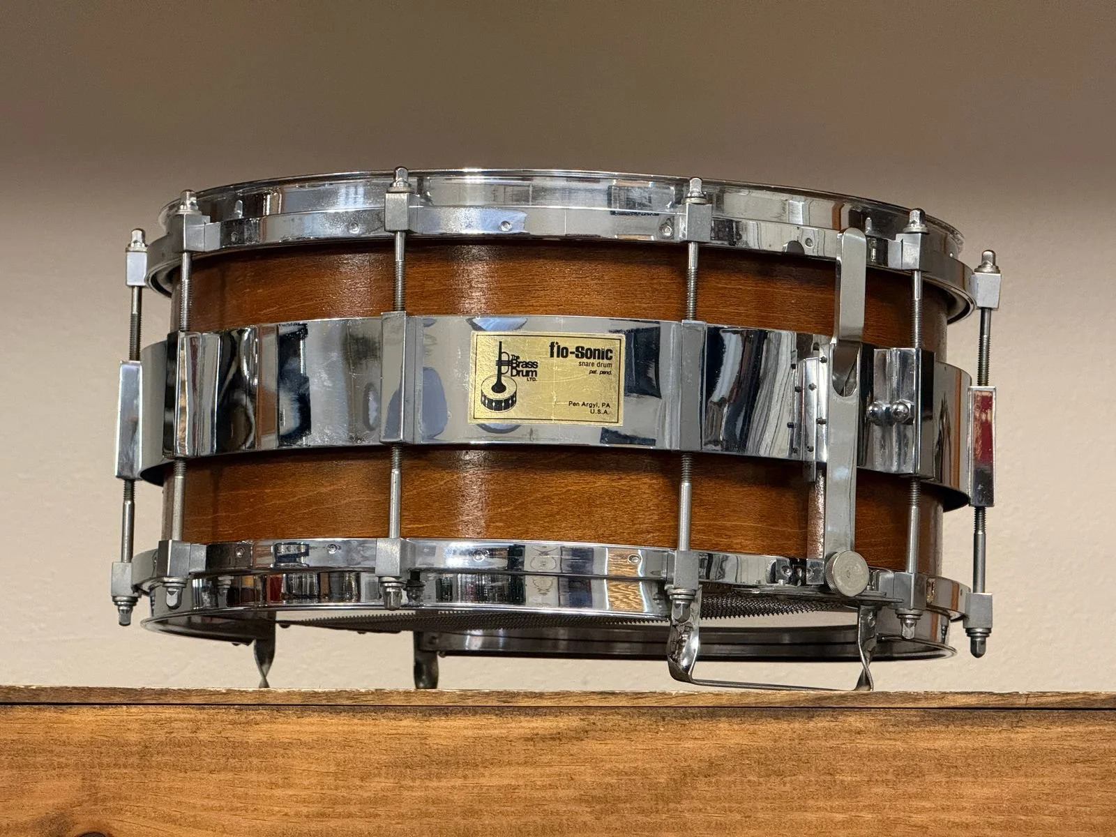 1970's Flo-Sonic 6.5x14 Free Floating Snare Drum Fibes Bobby Grauso