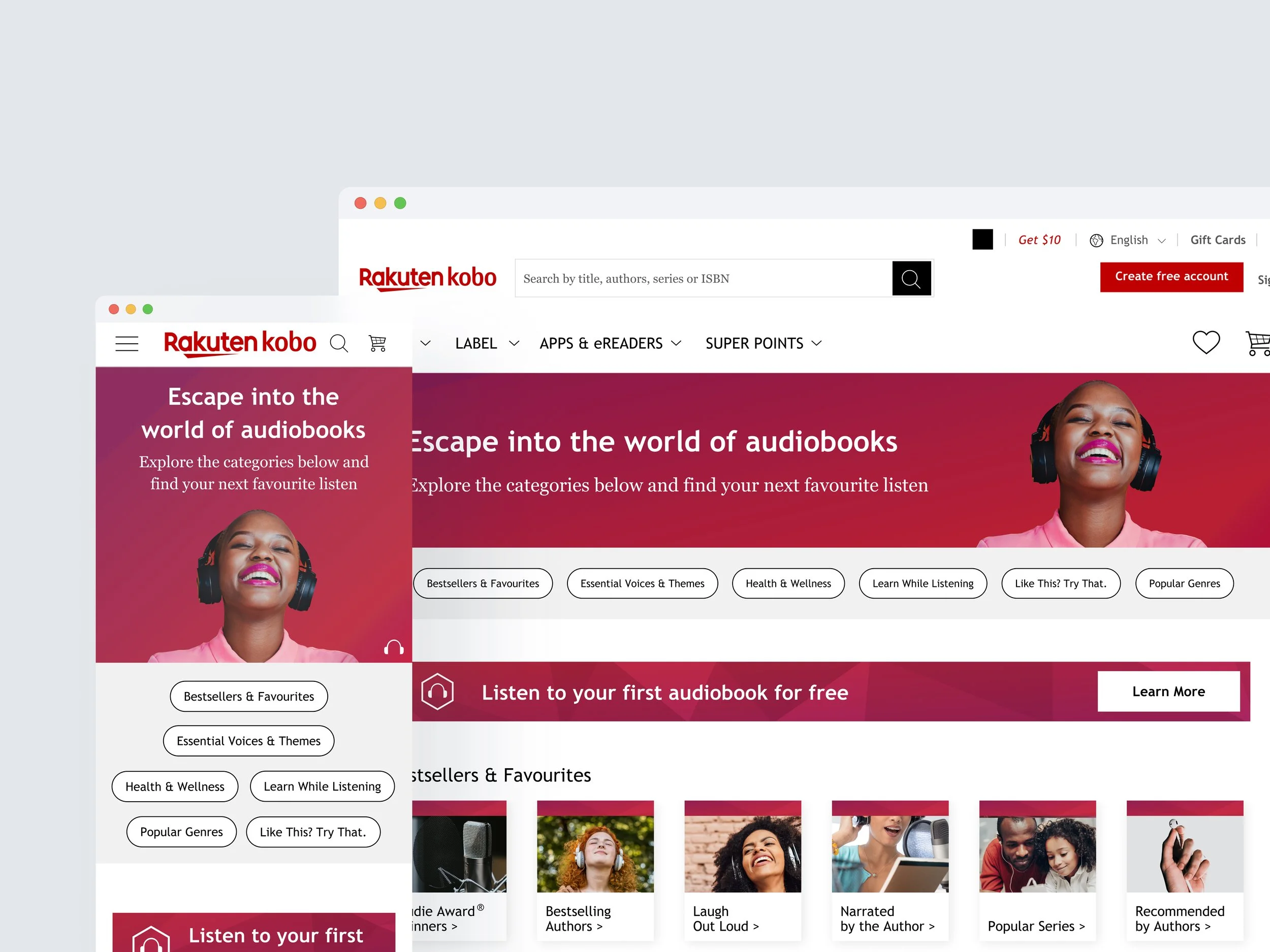 Kobo Audiobooks Web Page