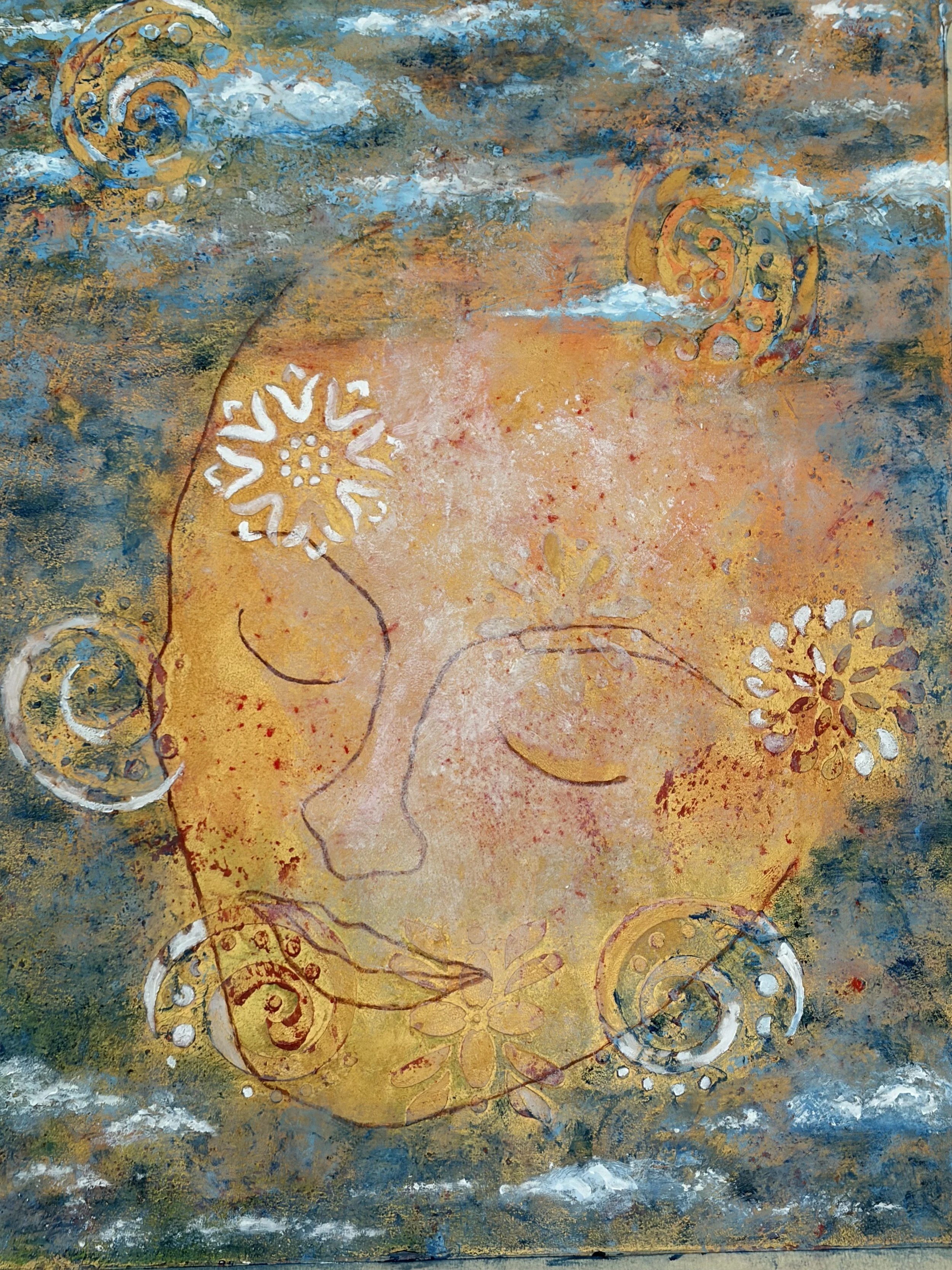 Day Dreaming - 16"x12" - oil and cold wax on paper and wood panel