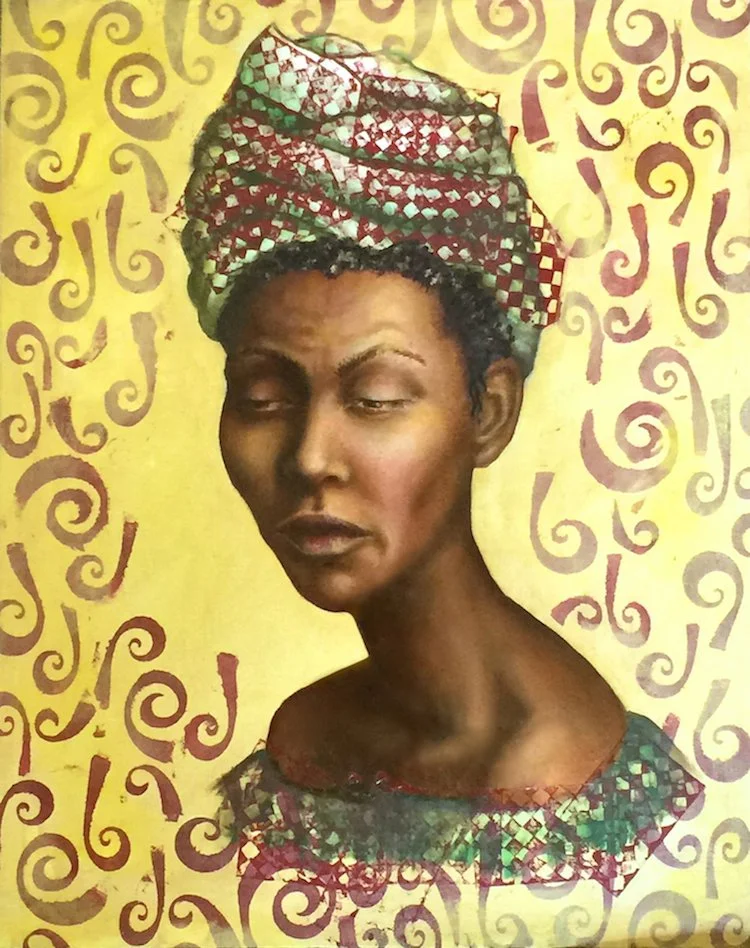 Queen II  16"x20" - Mixed media on panel