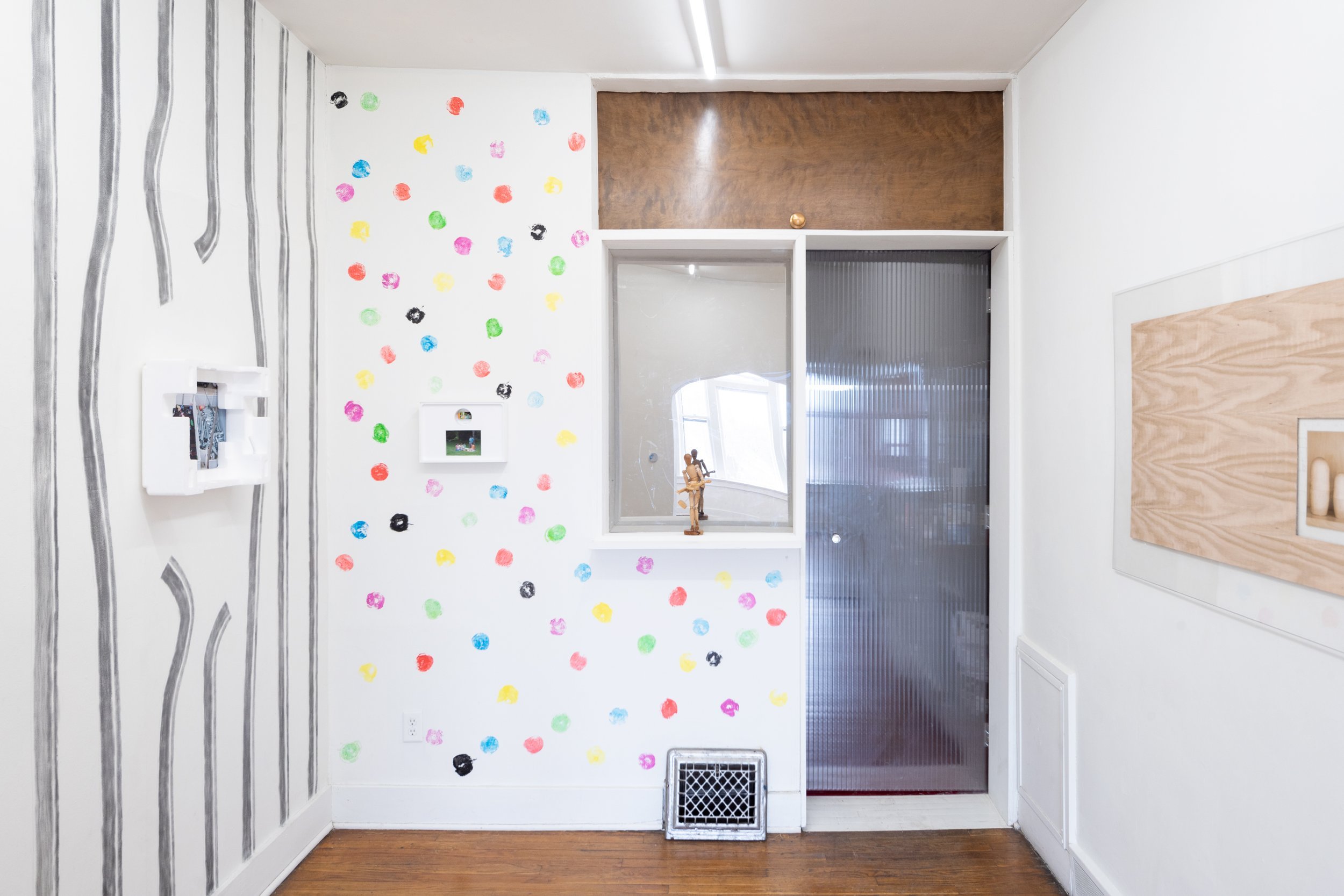 Installation view of Lub Poeem's solo exhibition, LACK, at Baader-Meinhof