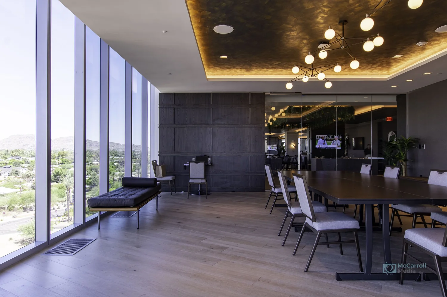 Window-side dining area adds atmosphere and a sense of place.