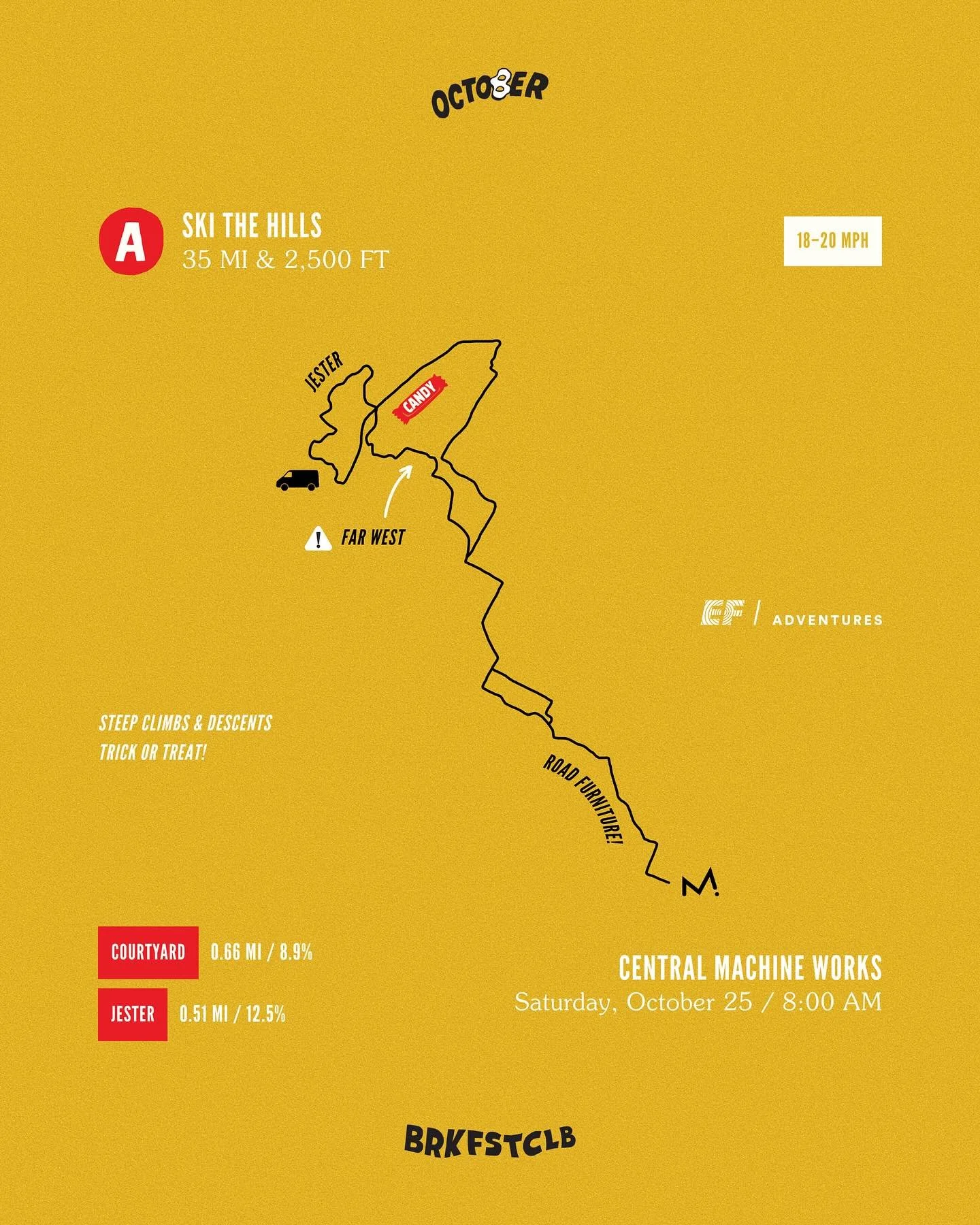 SATURDAY / 8:00 AM: @central.machine.works and yes there&rsquo;s a chance of scattered storms, but it&rsquo;s Texas &amp; the only thing that&rsquo;s GUARANTEED is the chance of steep climbs, because @tourdashugel is coming 

‼️ We&rsquo;ll make a we