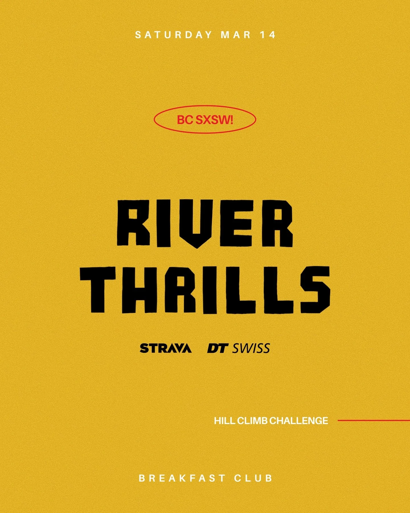 TOMORROW! 8:00 AM / @central.machine.works for something new: RIVER THRILLS 🎢

We&rsquo;re goin UP River Hills for the first time ever and @strava &amp; @dtswiss are hostin&rsquo; a hill climb challenge. Look out for the chalked start &amp; end poin