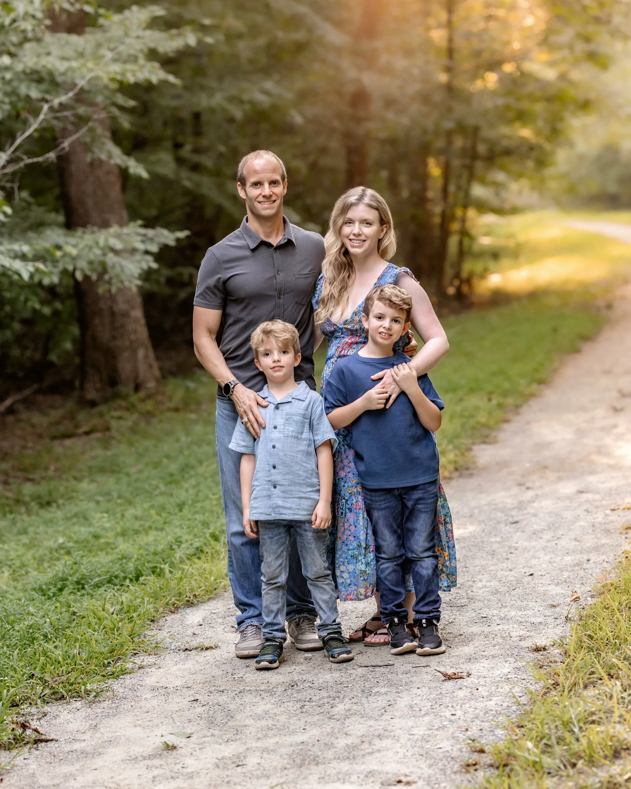I can almost smell the bug spray through the screen. 😂

This was one of those hot, hazy summer evenings where you could practically see the humidity in the air. I met this sweet family at their neighborhood creek, where the boys had plenty of room t