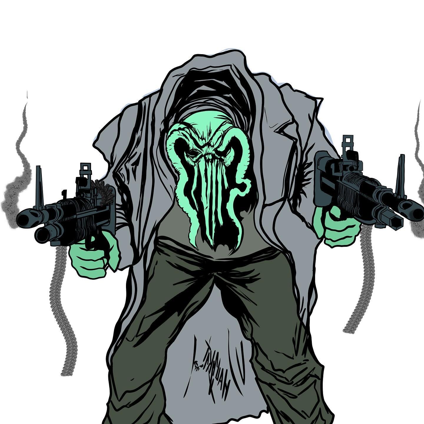 Cthulhu Punisher #illustrations #clipstudiopaint #punisher #Cthulhu #conceptsketch #lovecraft #freelance #ink