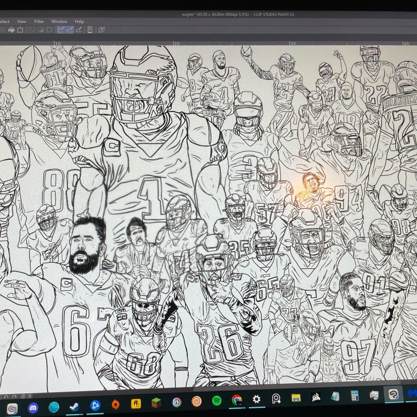 Ink on &lsquo;22 Birds done. Color next. #flyeaglesfly #ink #illustration #wip #eaglesfootball