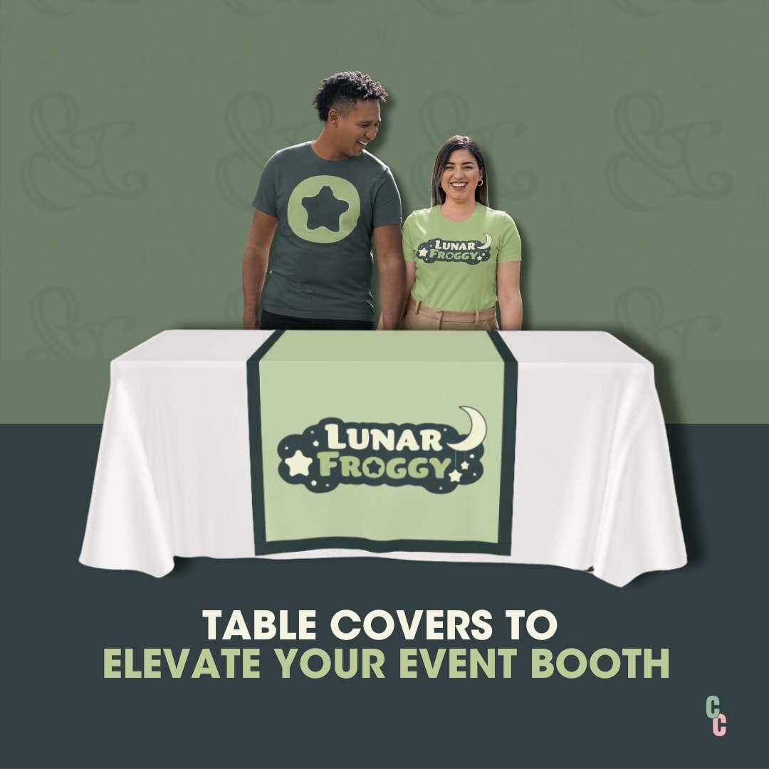 Looking to transform your event booth? 

DM me or comment to learn more!

Picture This: You step into an event, and there, right in the center of the room, is a table set with a stunning, custom-designed tablecloth that draws everyone in. 

The booth