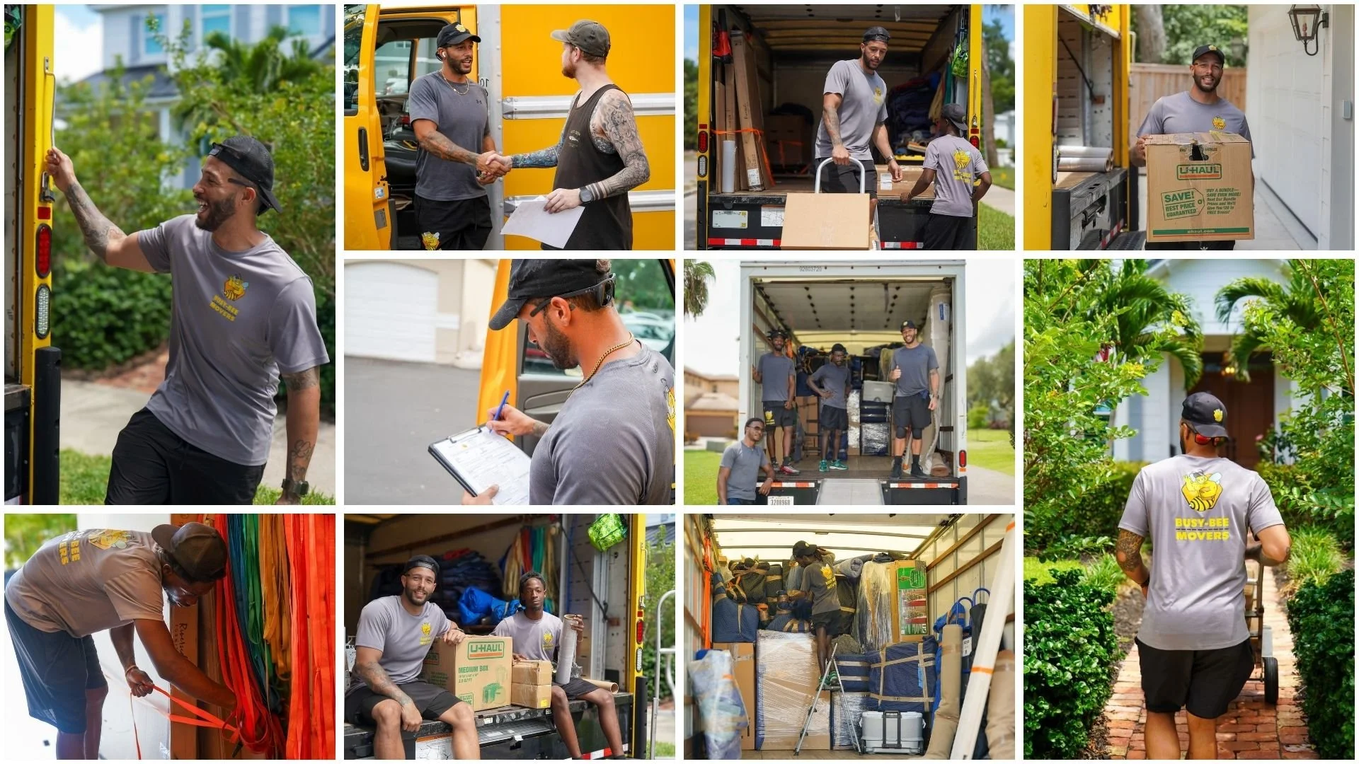 Commercial photography of a Busy Bee moving crew loading a truck and working on site at a residential move