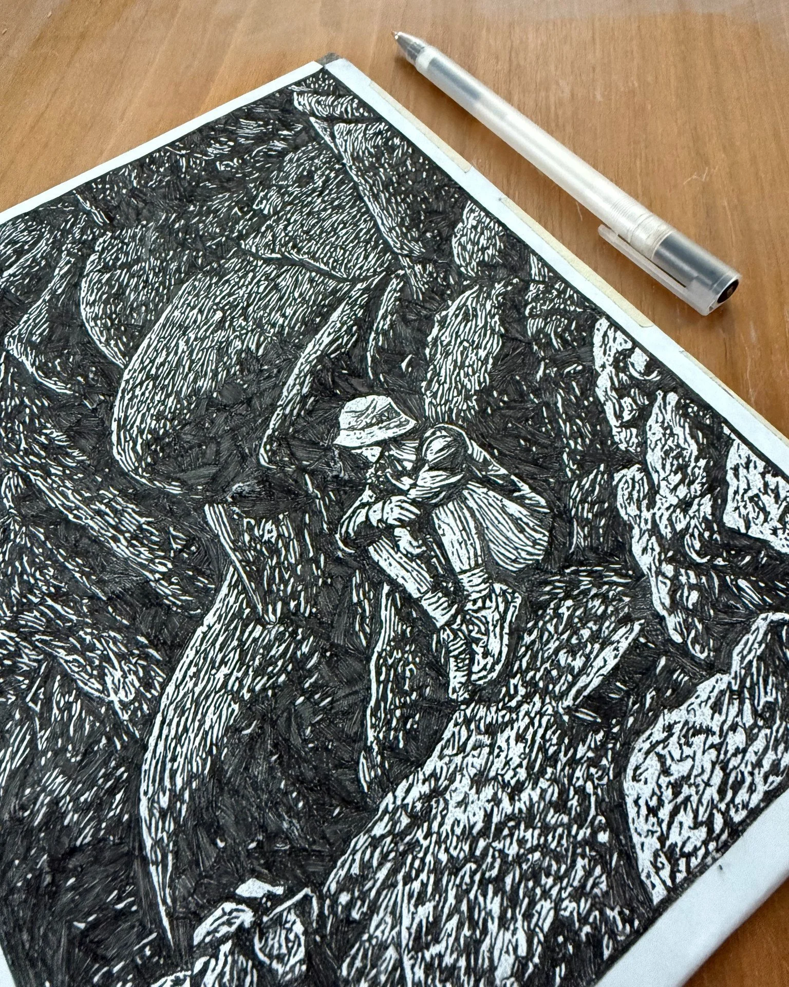 Before each carving begins, there must be a long pause: to first draw, then to transfer - to look over and trace each drawing in tiniest detail.

This transfer is the shift from idea to form. From my imagination to something you can hold.

This drawi