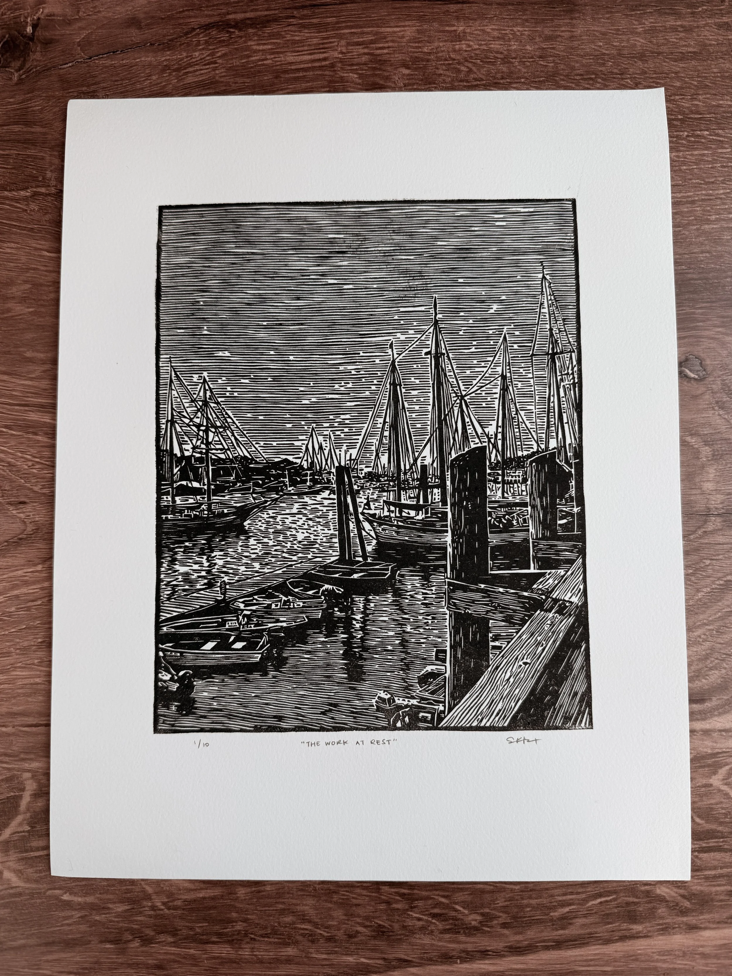 The Work At Rest – Original Linocut Print (11x14)