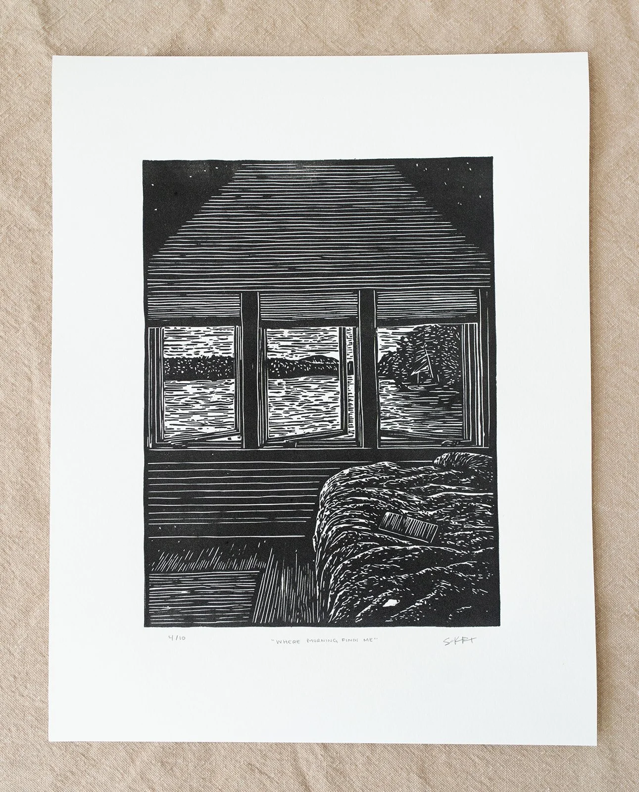 Where Morning Finds Me – Original Linocut Print (11x14)