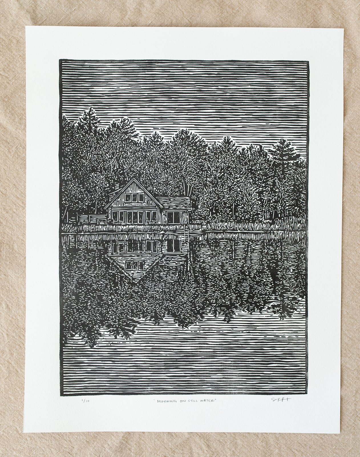 Morning on Still Water – Original Linocut Print (11x14)