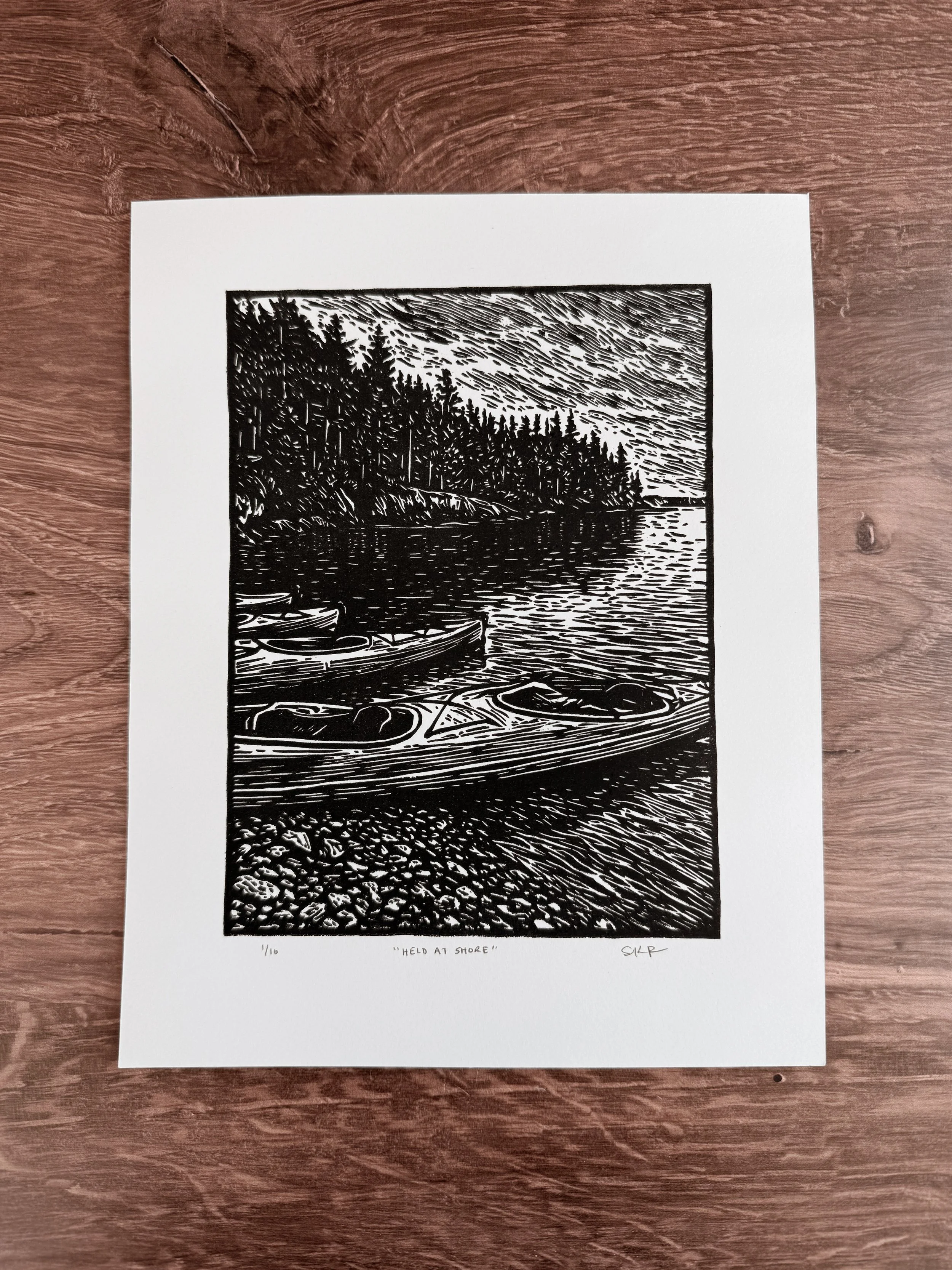 Held at Shore – Original Linocut Print (8x10)