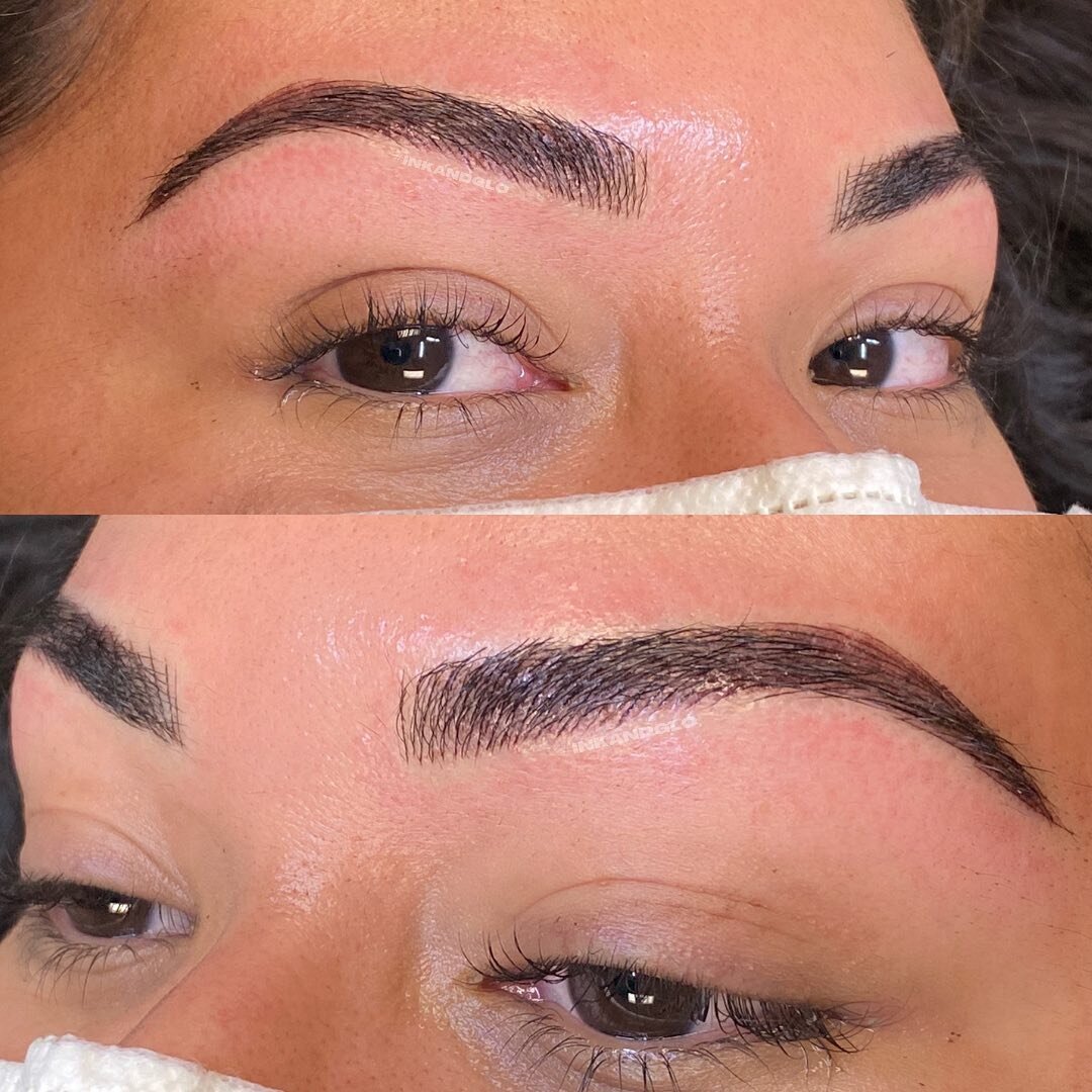 🌟COMBO BROWS are best suited for those with an oilier skin type, coarser hair texture, or those who prefer a more &ldquo;filled-in&rdquo; look. This is our first session! At touchup, we&rsquo;ll reinforce her color and add density to create an even 