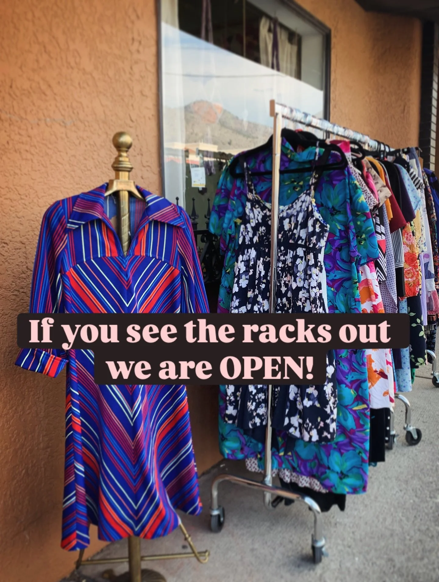 If you see our clothing racks out; we are OPEN

The end of August brings some intermittent open days until middle of September. 

Keep an 👁️ out and come shopping 🛍️ 

#localbusinesses #vintageboutique #thecurator #localart