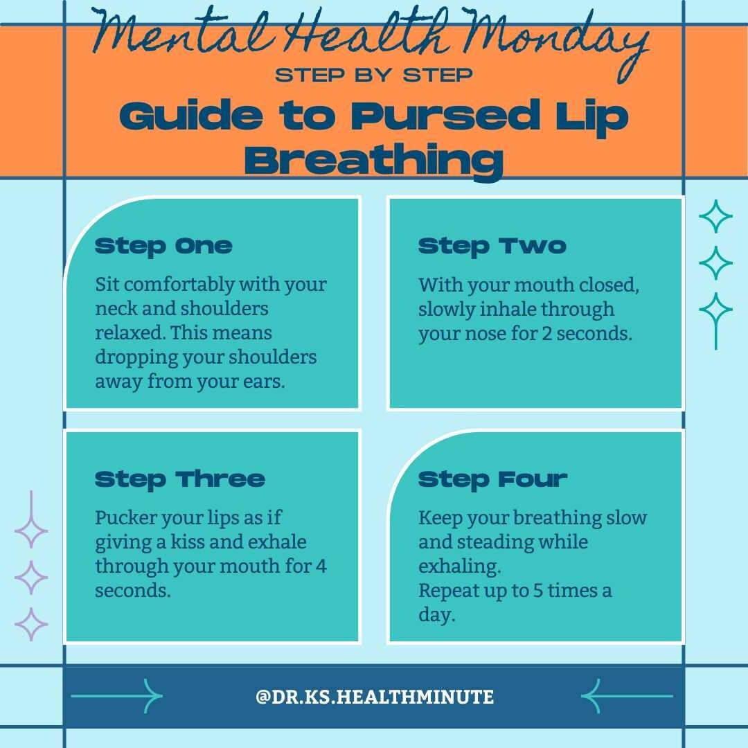 This exercise releases anxiety, and can help with chronic lung conditions such as  Lip Breathing seeks to slow your breaths down and make them more intentional.

This exercise relieves anxiety, elevates mood, and can help with chronic lung conditions