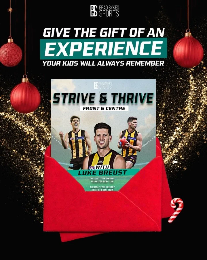 🎁 GIFT A MEMORABLE EXPERIENCE THESE HOLS 🎅 

🎄The perfect present or KK for any footy fanatic 🎄

STRIVE &amp; THRIVE with Luke Breust

Keen to take your 2026 season to new LEVELS?!

Want to increase your Game IQ &amp; Awareness?!

Who better to l