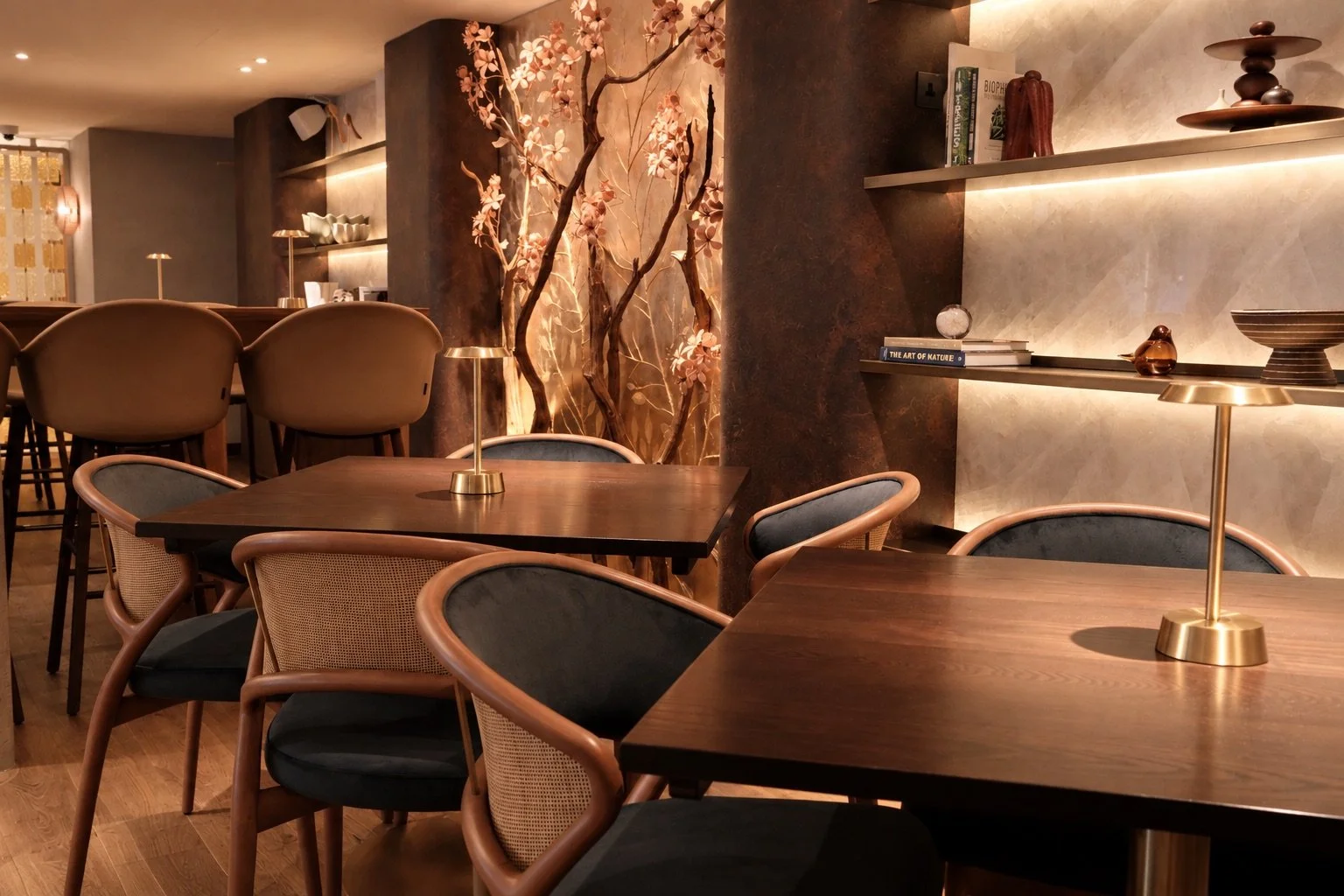 Warm Modern Lounge with Blossoms and Brass Accents.jpeg